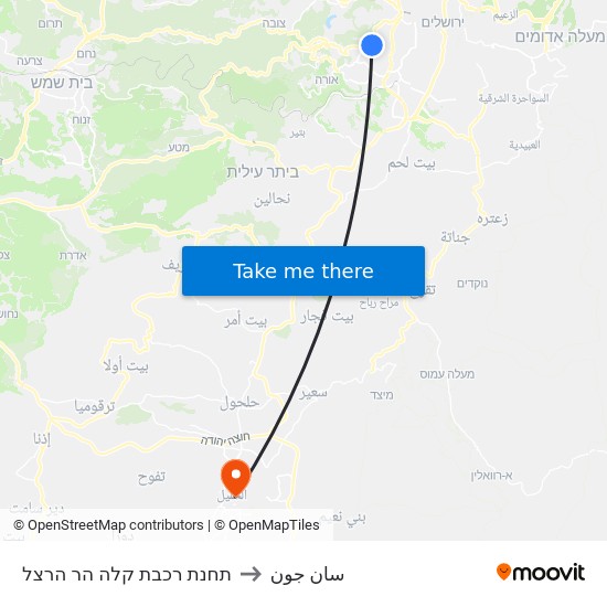 תחנת רכבת קלה הר הרצל to سان جون map