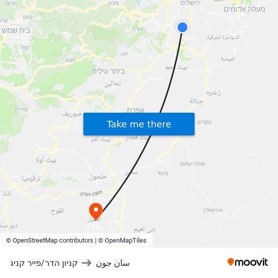 קניון הדר/פייר קניג to سان جون map