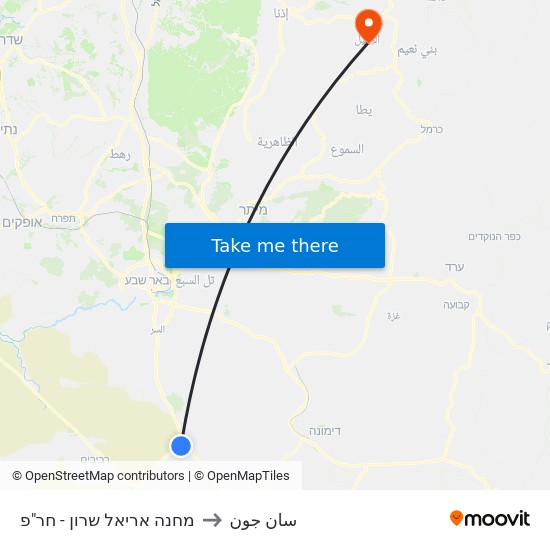 מחנה אריאל שרון to سان جون map