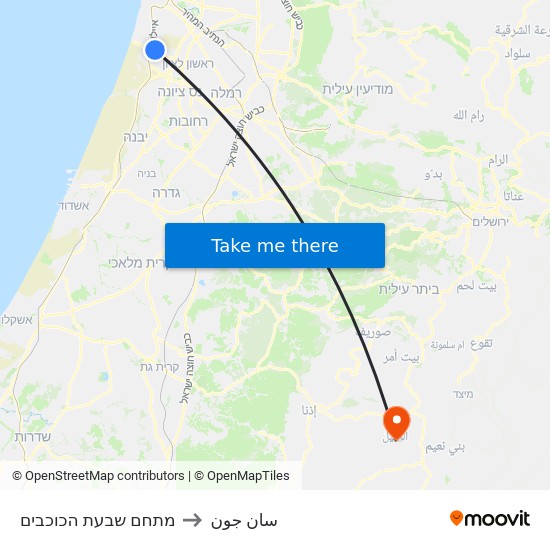 מתחם שבעת הכוכבים to سان جون map