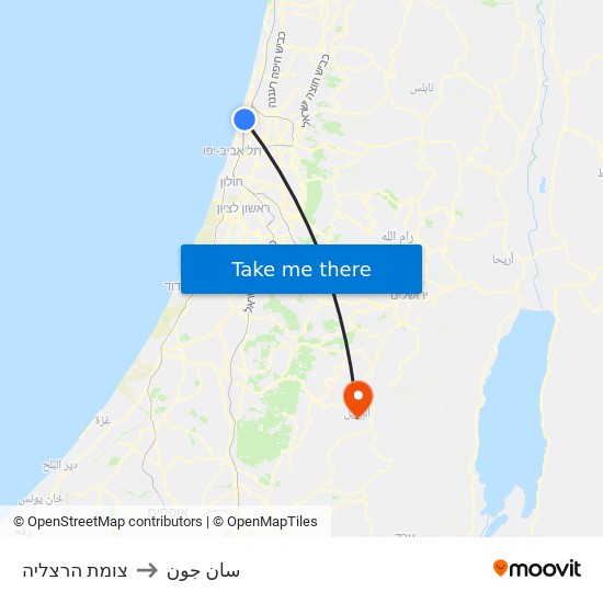 צומת הרצליה to سان جون map