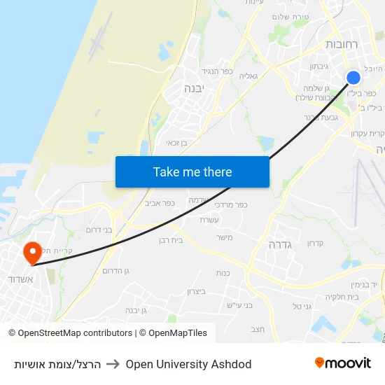 הרצל/צומת אושיות to Open University Ashdod map