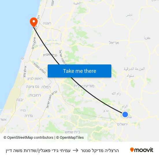 עמיחי גידי פאגלין/שדרות משה דיין to הרצליה מדיקל סנטר map