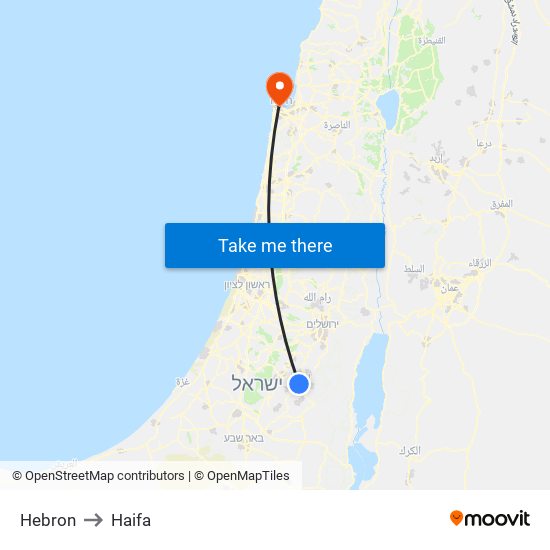 Hebron to Haifa map