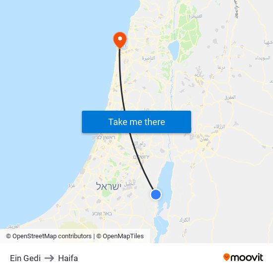 Ein Gedi to Haifa map