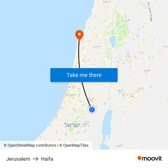 Jerusalem to Haifa map