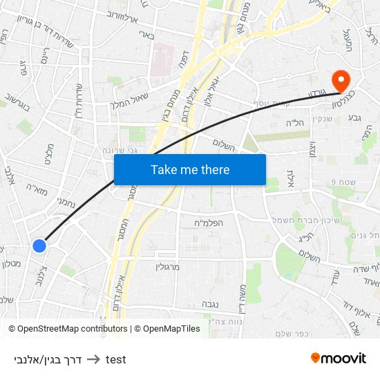 דרך בגין/אלנבי to test map