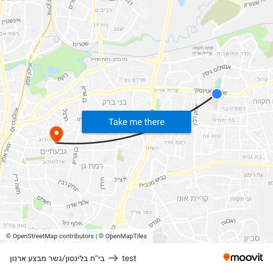 בי''ח בלינסון/גשר מבצע ארנון to test map