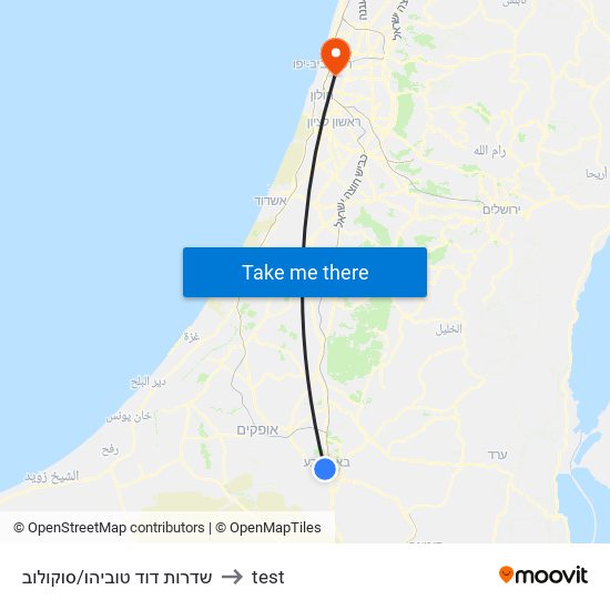 שדרות דוד טוביהו/סוקולוב to test map