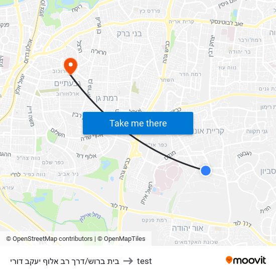 בית ברוש/דרך רב אלוף יעקב דורי to test map