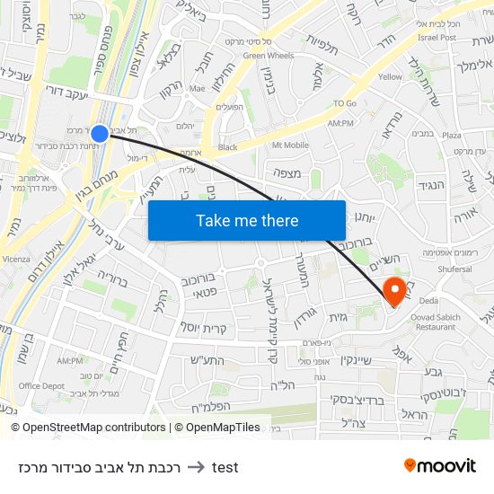 רכבת תל אביב סבידור מרכז to test map