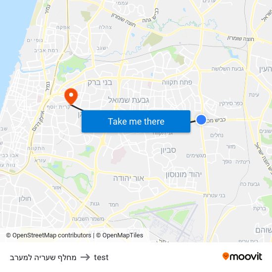 מחלף שעריה למערב to test map