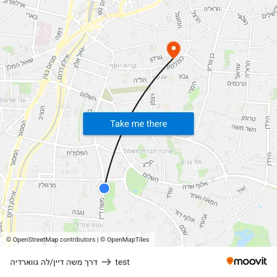דרך משה דיין/לה גווארדיה to test map
