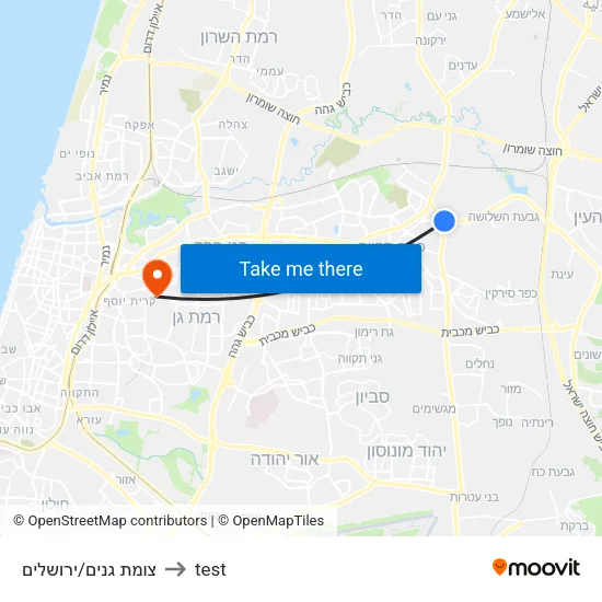 צומת גנים/ירושלים to test map