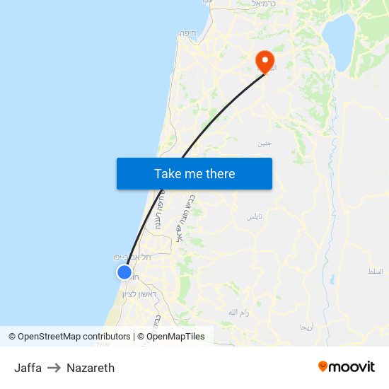 Jaffa to Nazareth map