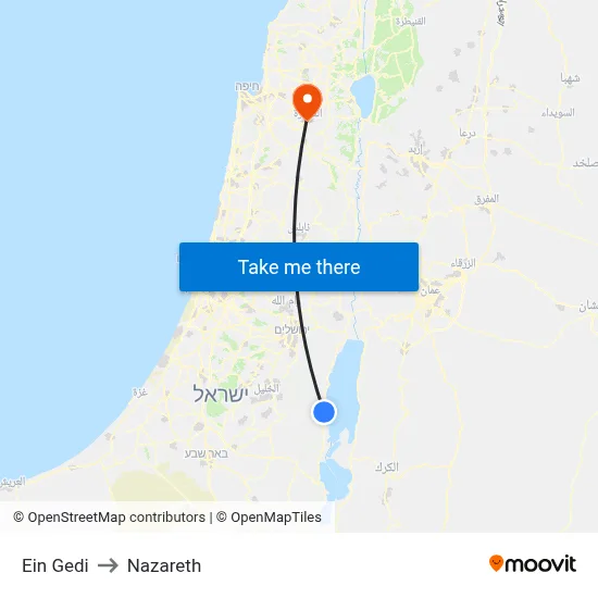 Ein Gedi to Nazareth map