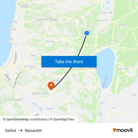 Safed to Nazareth map