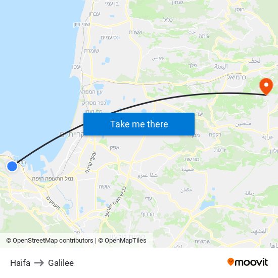 Haifa to Galilee map