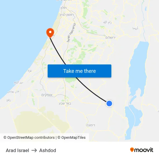 Arad Israel to Ashdod map