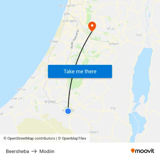 Beersheba to Modiin map
