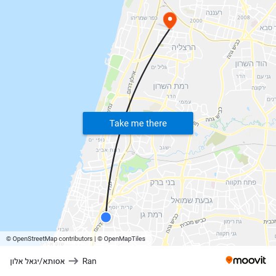 אסותא/יגאל אלון to Ran map