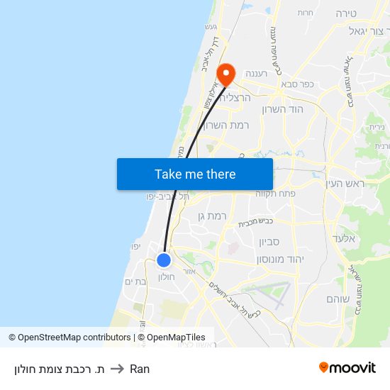 ת. רכבת צומת חולון to Ran map