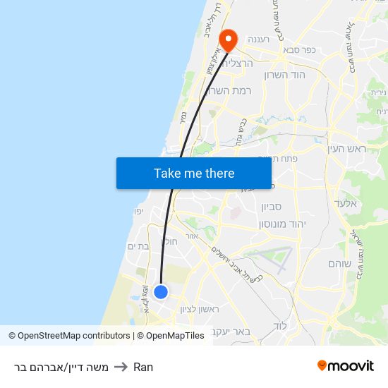 משה דיין/אברהם בר to Ran map