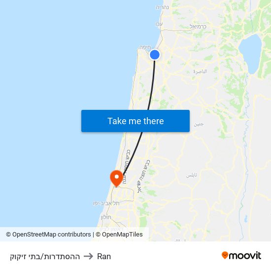 ההסתדרות/בתי זיקוק to Ran map