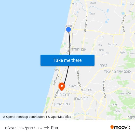 שד. בנימין/שד. ירושלים to Ran map