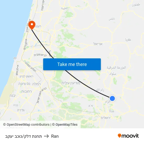 תחנת דלק/כוכב יעקב to Ran map