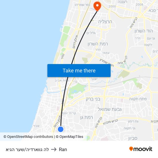 לה גווארדיה/שער הגיא to Ran map