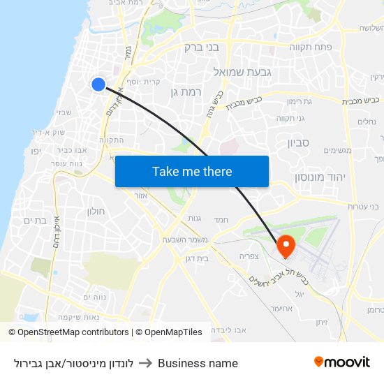 לונדון מיניסטור/אבן גבירול to Business name map