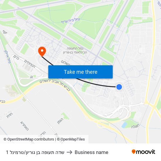 שדה תעופה בן גוריון/טרמינל 1 to Business name map