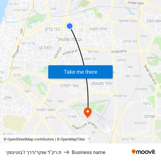 ת.רק''ל שנקר/דרך ז'בוטינסקי to Business name map