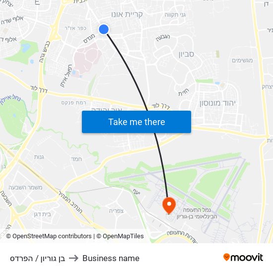 בן גוריון / הפרדס to Business name map