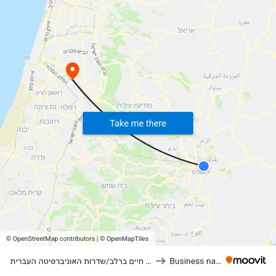 Haim Bar Lev Boulevard/Hebrew University Boulevard to Business name map