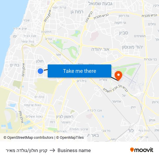 קניון חולון/גולדה מאיר to Business name map