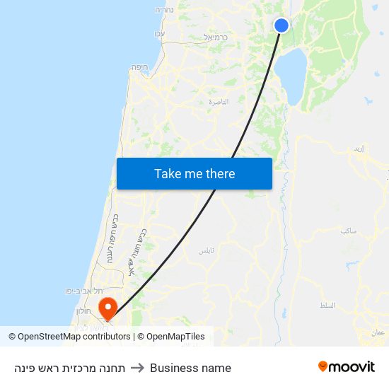 תחנה מרכזית ראש פינה to Business name map