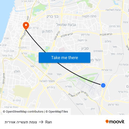 צומת תעשייה אווירית to Ran map