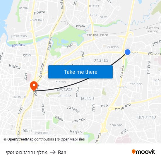 מחלף גהה/ז'בוטינסקי to Ran map