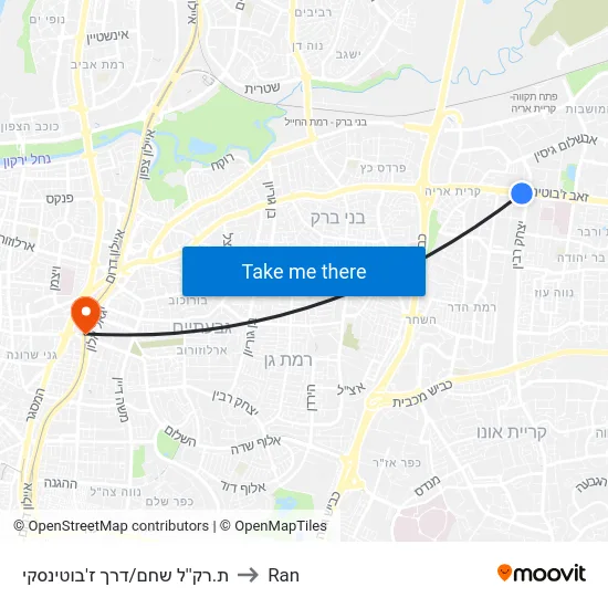 ת.רק''ל שחם/דרך ז'בוטינסקי to Ran map