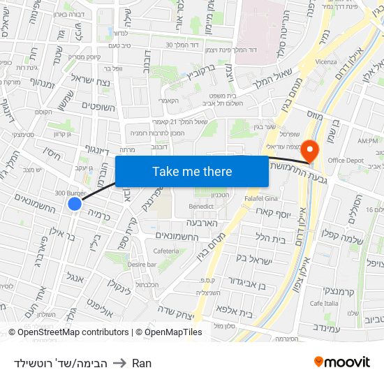 הבימה/שד' רוטשילד to Ran map