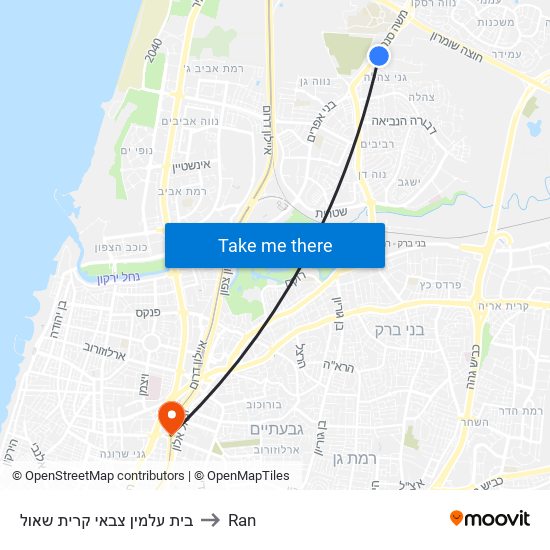 בית עלמין צבאי קרית שאול to Ran map