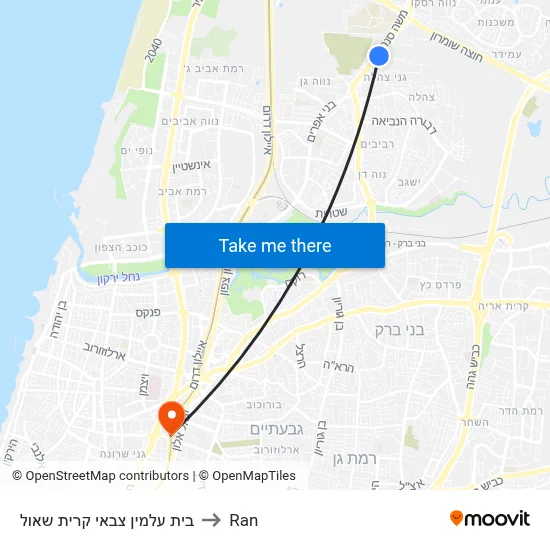 בית עלמין צבאי קרית שאול to Ran map