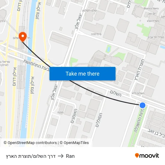 Derech HaShalom/Totzeret HaAretz to Ran map