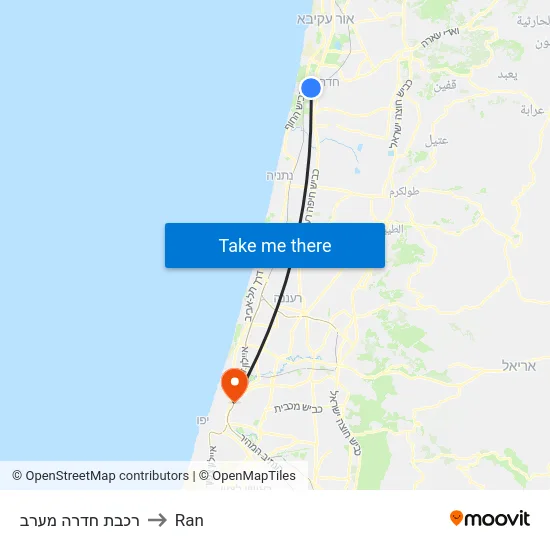 רכבת חדרה מערב to Ran map
