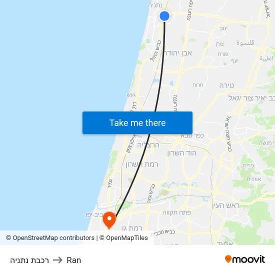 רכבת נתניה to Ran map