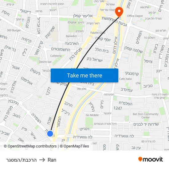 הרכבת/המסגר to Ran map