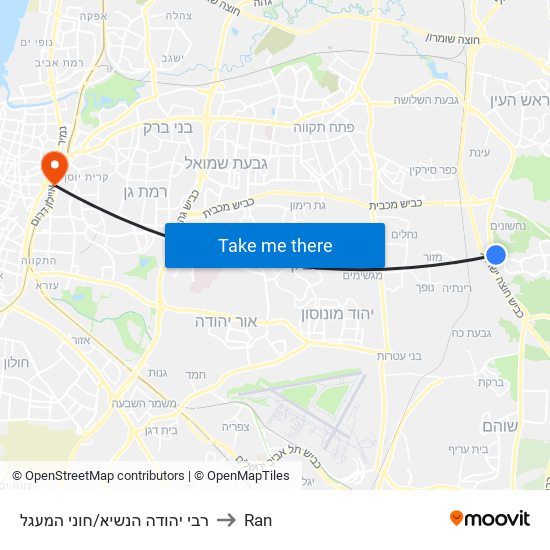 רבי יהודה הנשיא/חוני המעגל to Ran map