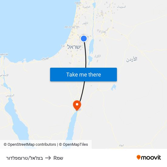 בצלאל/טרומפלדור to Rשמ map